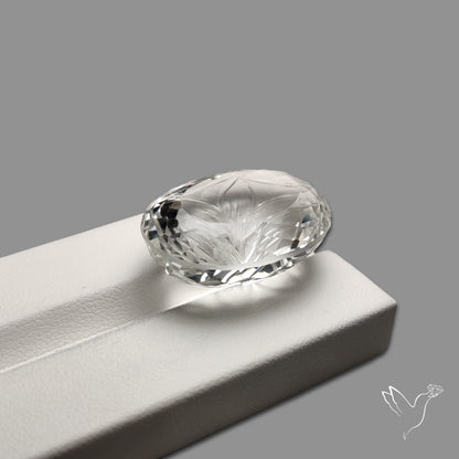 Faceted Himlayan Quartz Reverse Intaglio Carving Handcarved