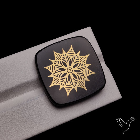 Gilded Metal Inlay in Onyx Doublet Mandala