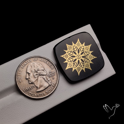 Gilded Metal Inlay in Onyx Doublet Mandala