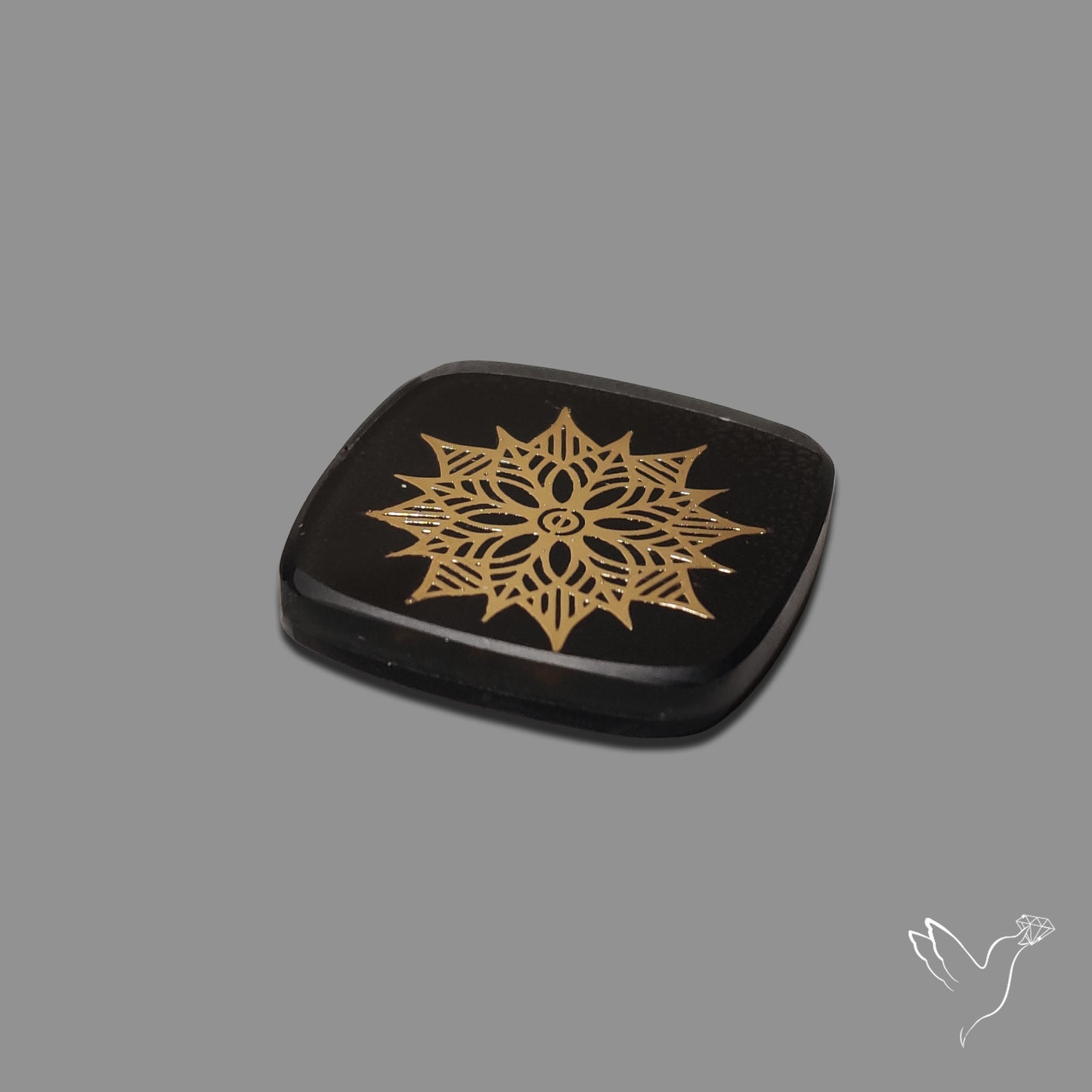 Gilded Metal Inlay in Onyx Doublet Mandala