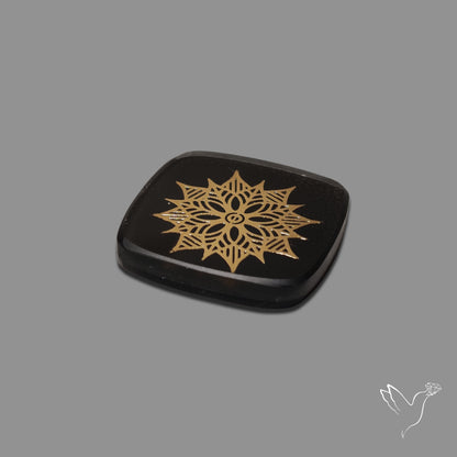 Gilded Metal Inlay in Onyx Doublet Mandala