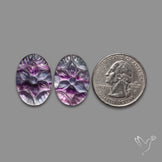 Mughal Carving Belgian Fluorite With Mother Of Pearl Doublets Pair