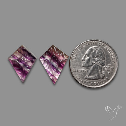 Mughal Carving Belgian Fluorite With Mother Of Pearl Doublets Pair