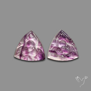 Mughal Carving Belgian Fluorite With Mother Of Pearl Doublets Pair