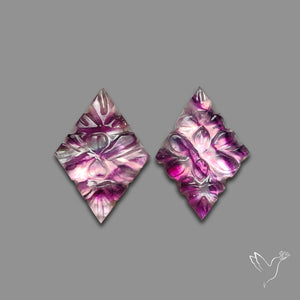 Mughal Carving Belgian Fluorite With Mother Of Pearl Doublets Pair