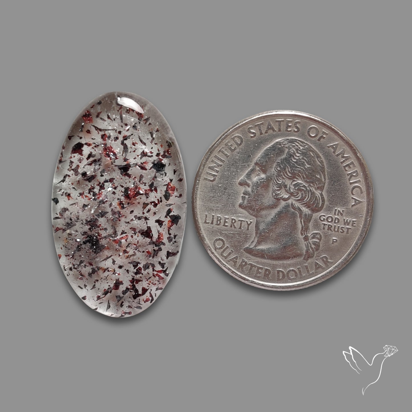 Quartz with Lepidocrocite Hematite Cabochon