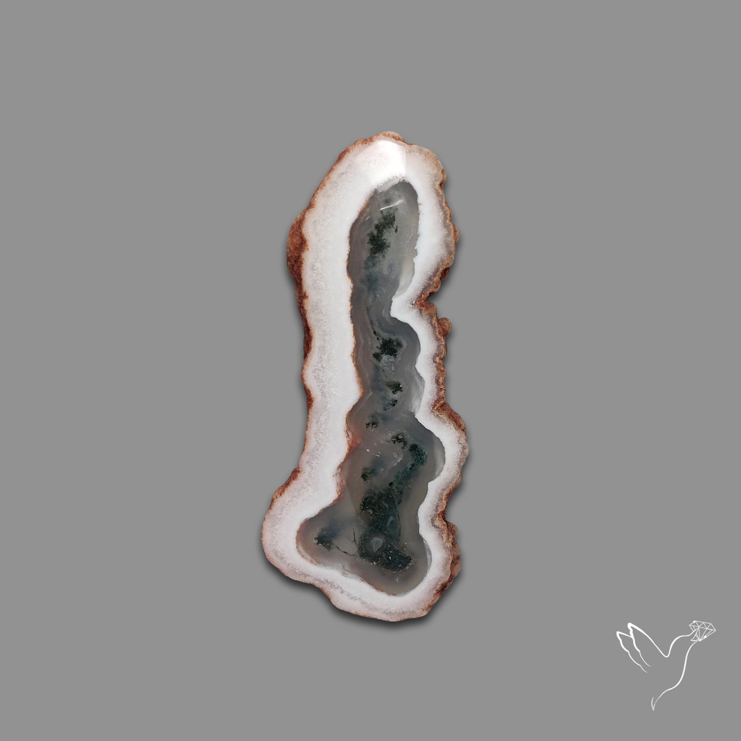 Solar Quartz with Moss Slice Raw Edges Freeform