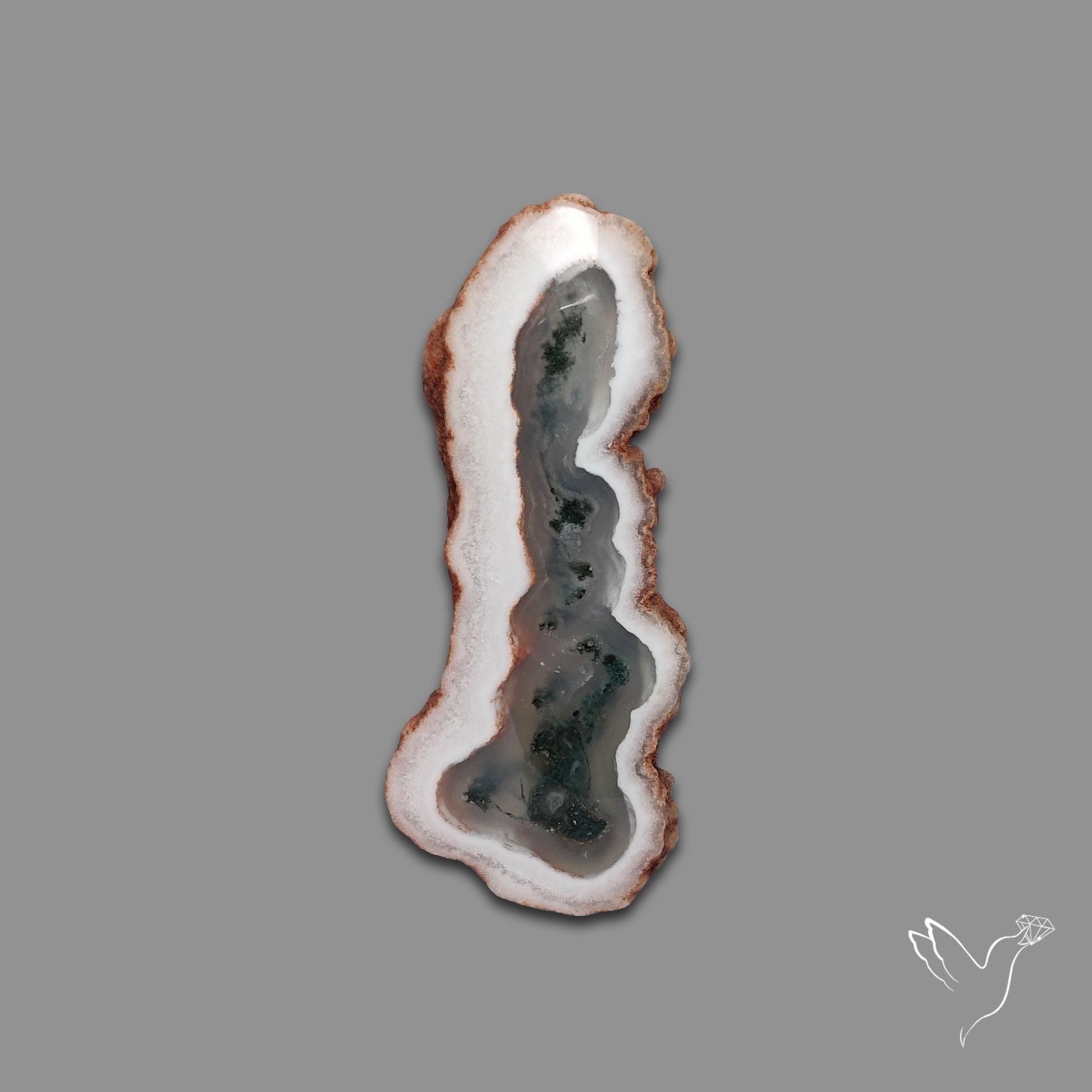 Solar Quartz with Moss Slice Raw Edges Freeform