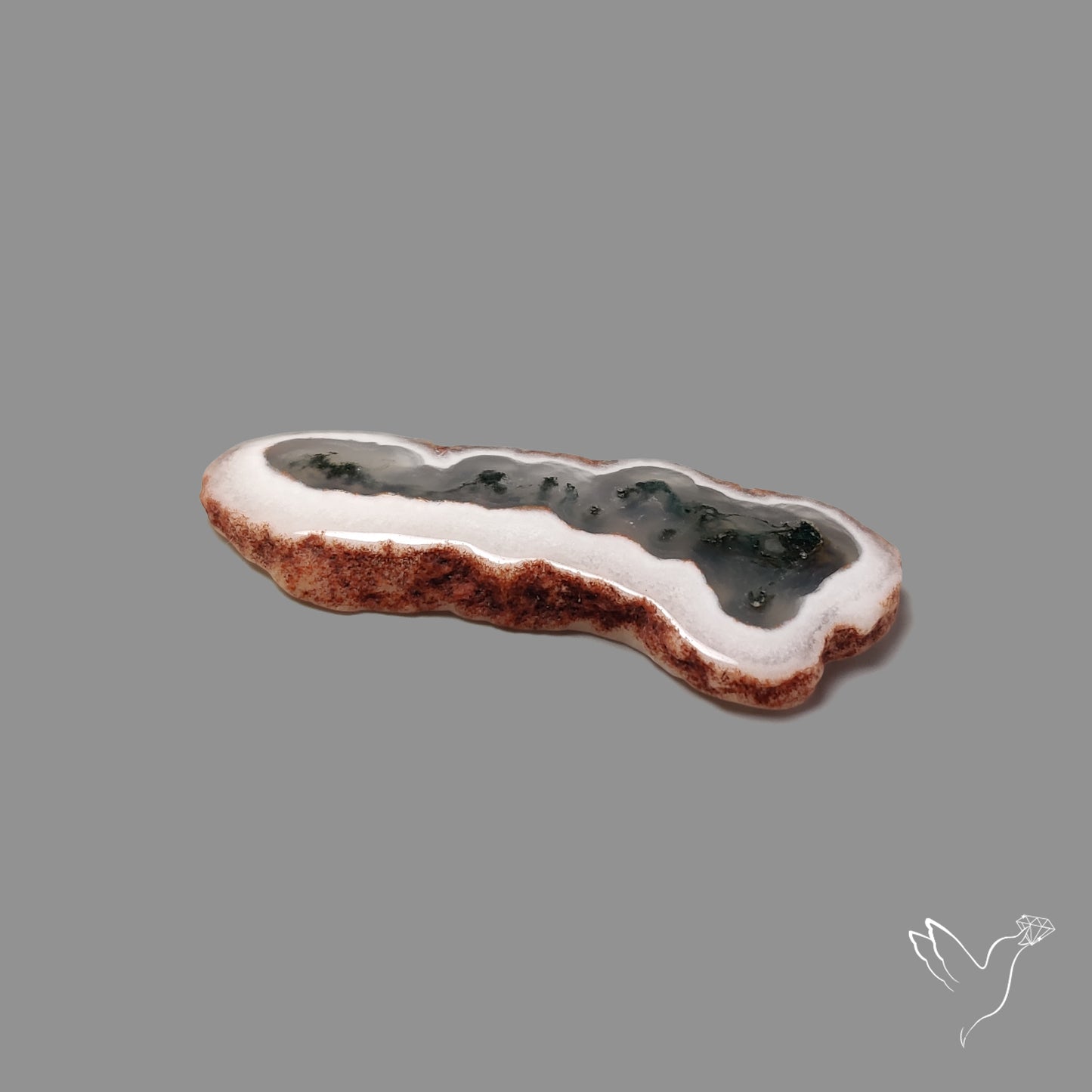 Solar Quartz with Moss Slice Raw Edges Freeform
