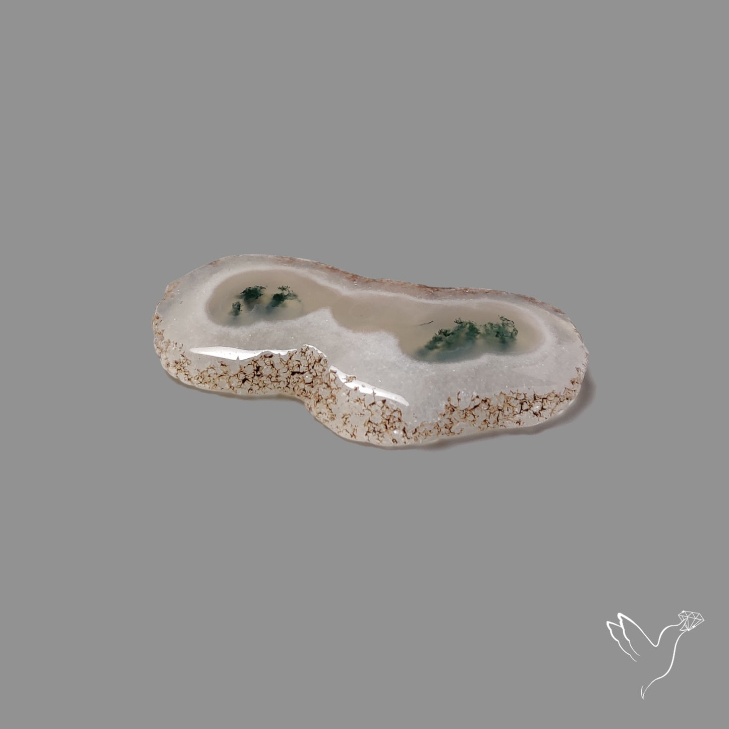 Solar Quartz with Moss Slice Raw Edges Freeform