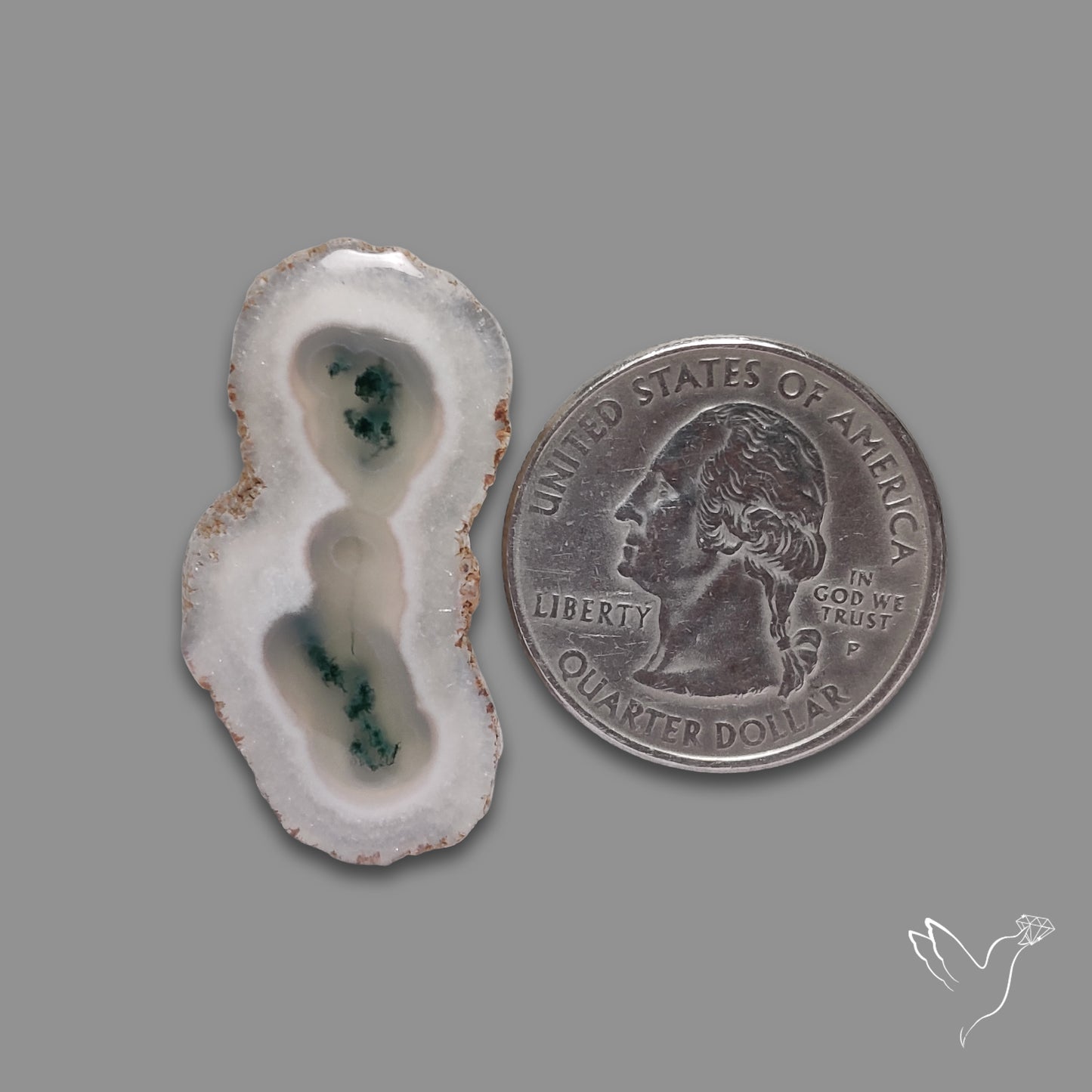 Solar Quartz with Moss Slice Raw Edges Freeform