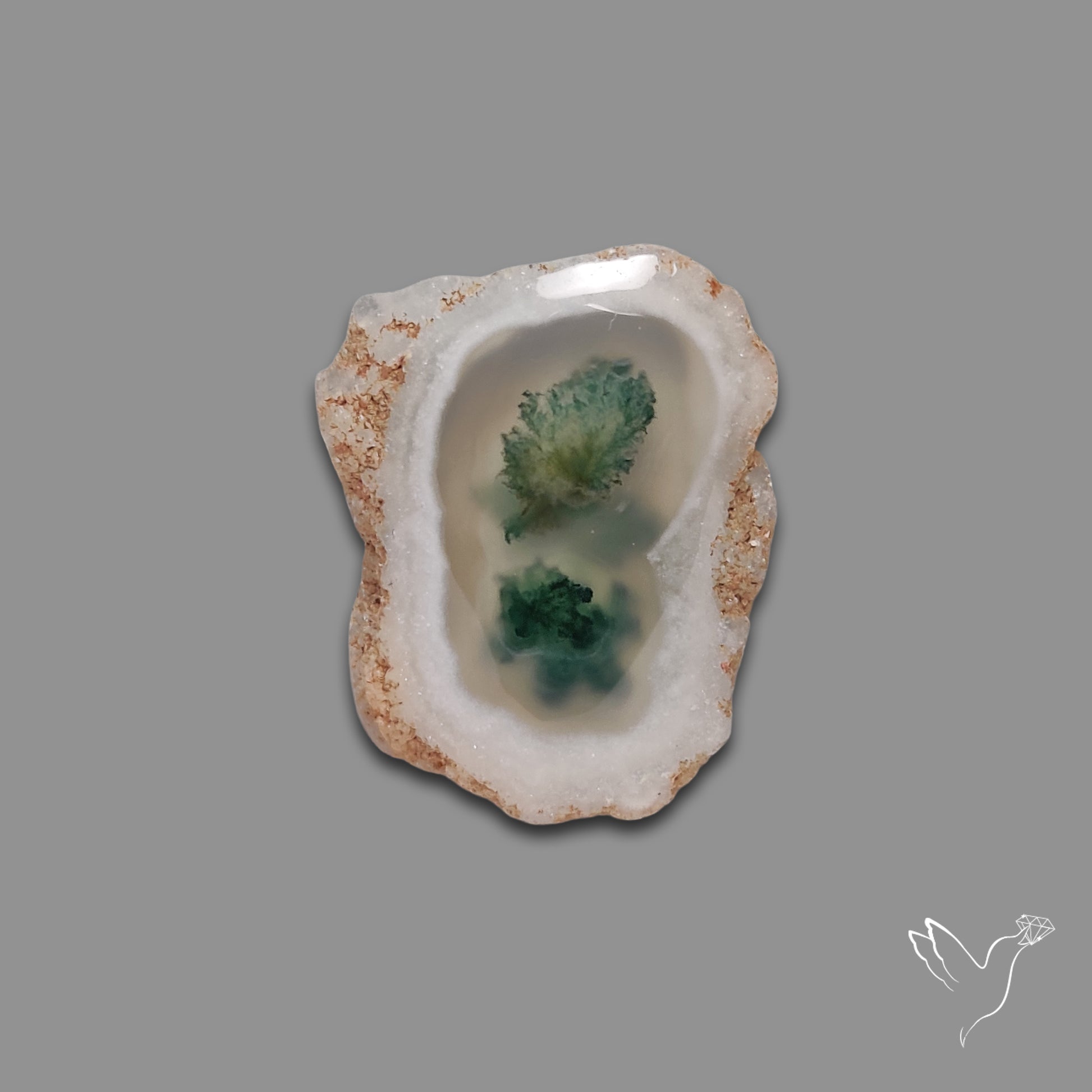 Solar Quartz with Moss Slice Raw Edges Freeform
