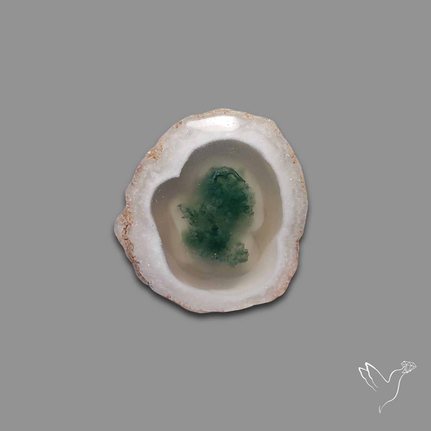 Solar Quartz with Moss Slice Raw Edges Freeform