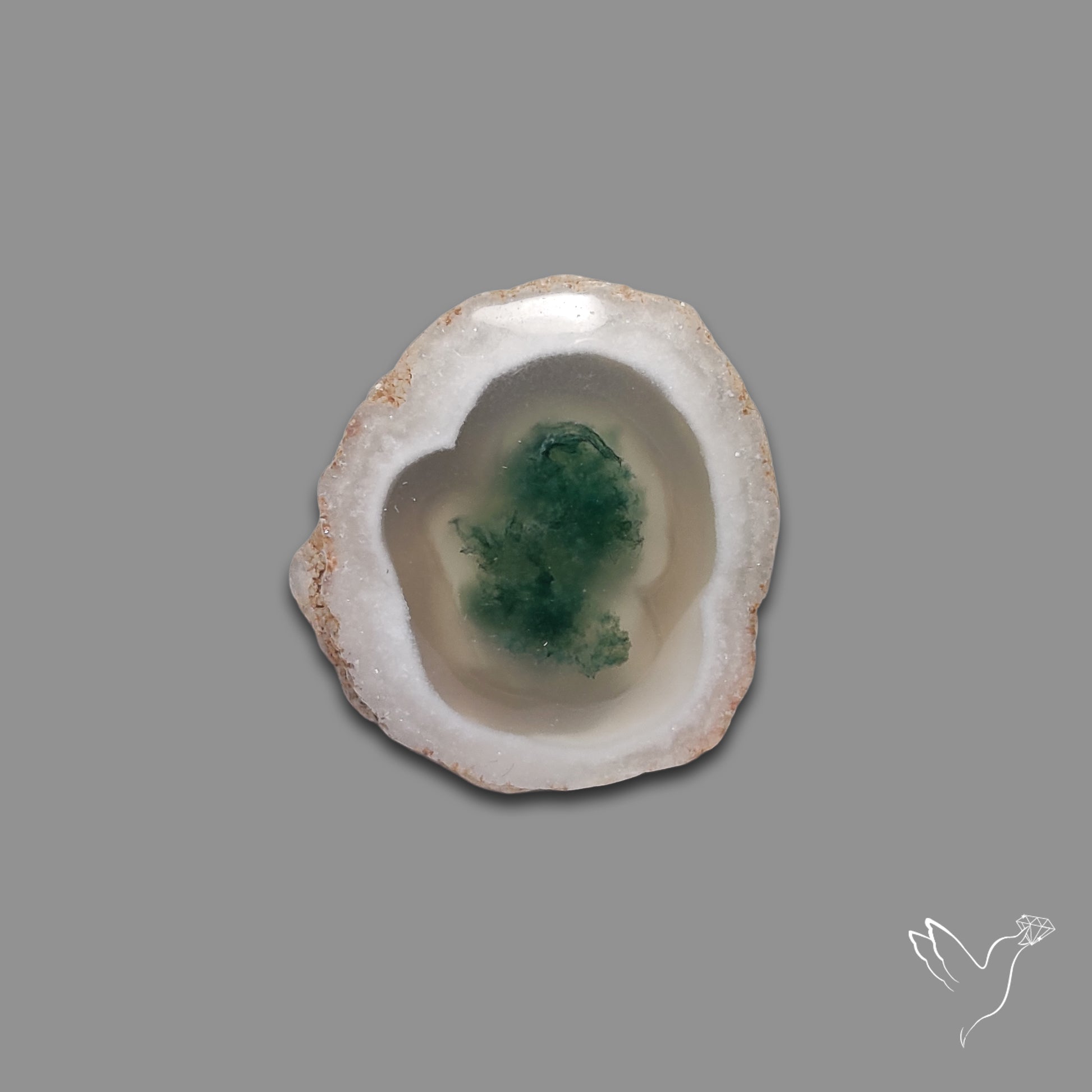 Solar Quartz with Moss Slice Raw Edges Freeform