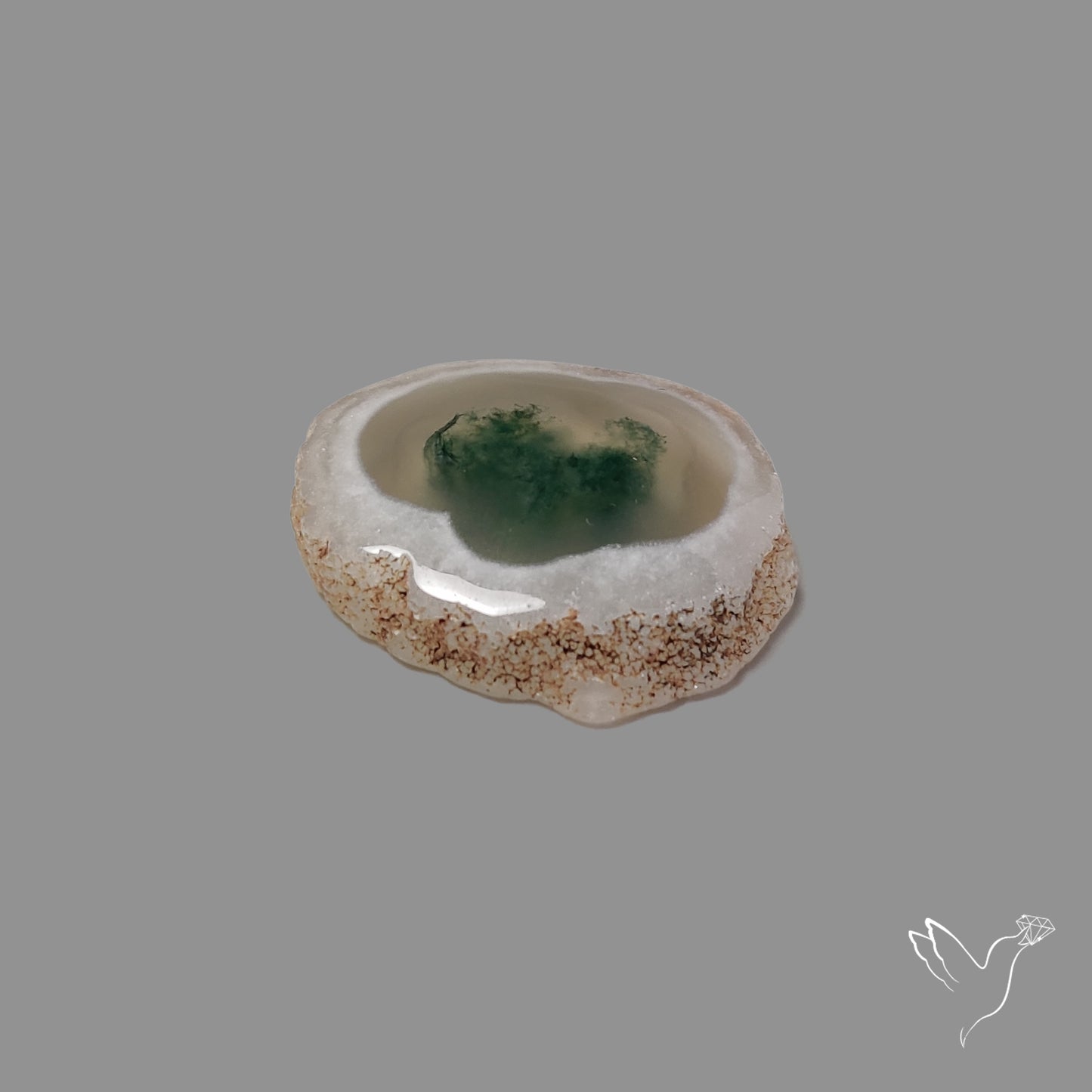 Solar Quartz with Moss Slice Raw Edges Freeform