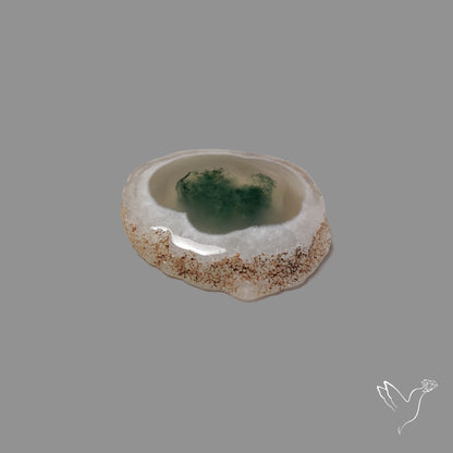 Solar Quartz with Moss Slice Raw Edges Freeform