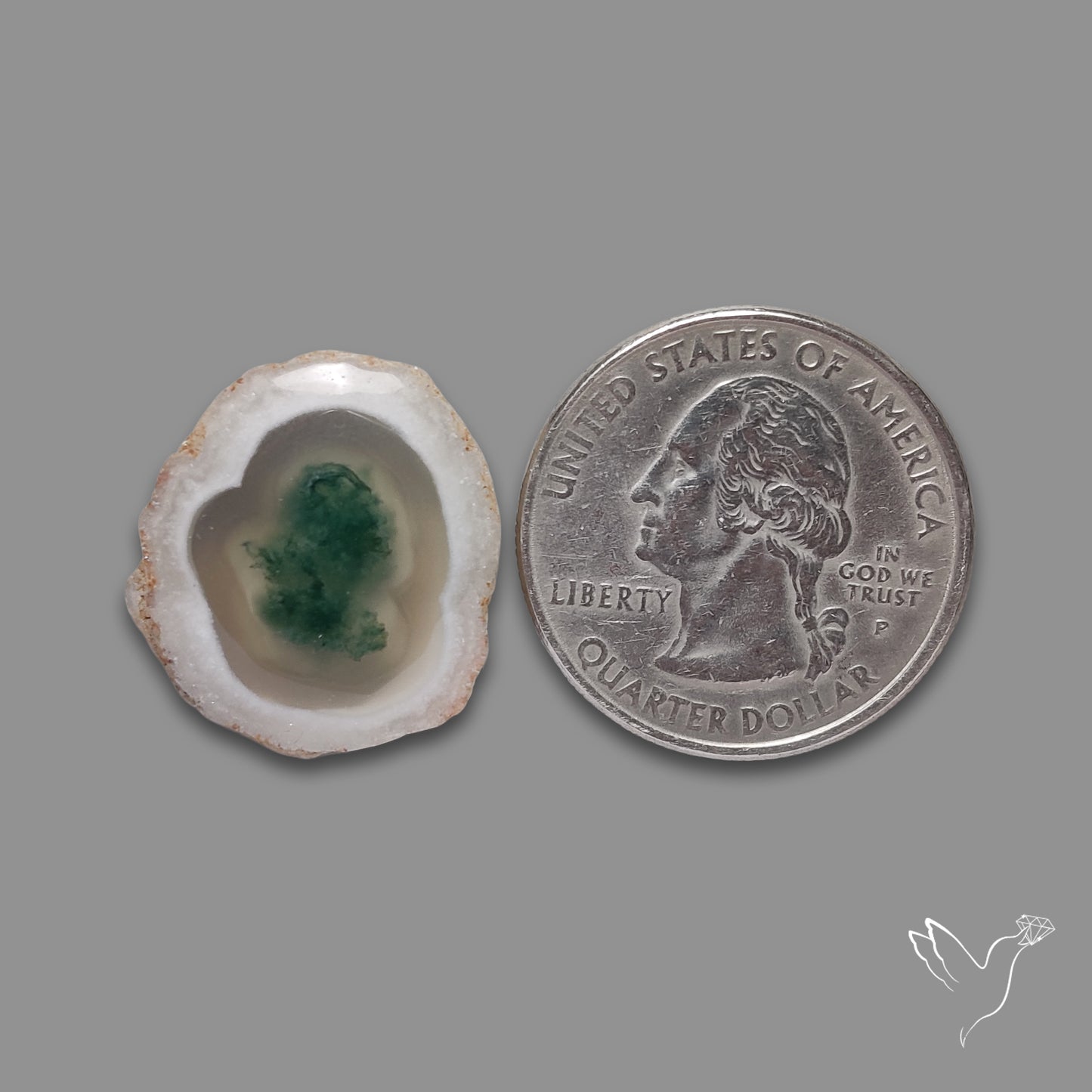 Solar Quartz with Moss Slice Raw Edges Freeform
