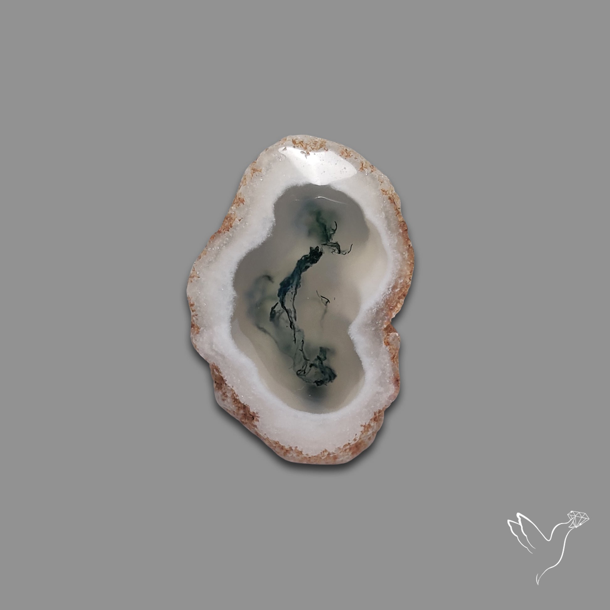 Solar Quartz with Moss Slice Raw Edges Freeform