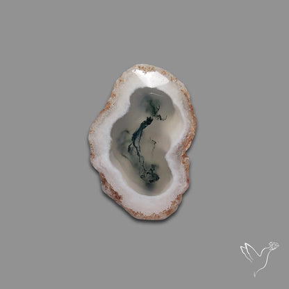 Solar Quartz with Moss Slice Raw Edges Freeform