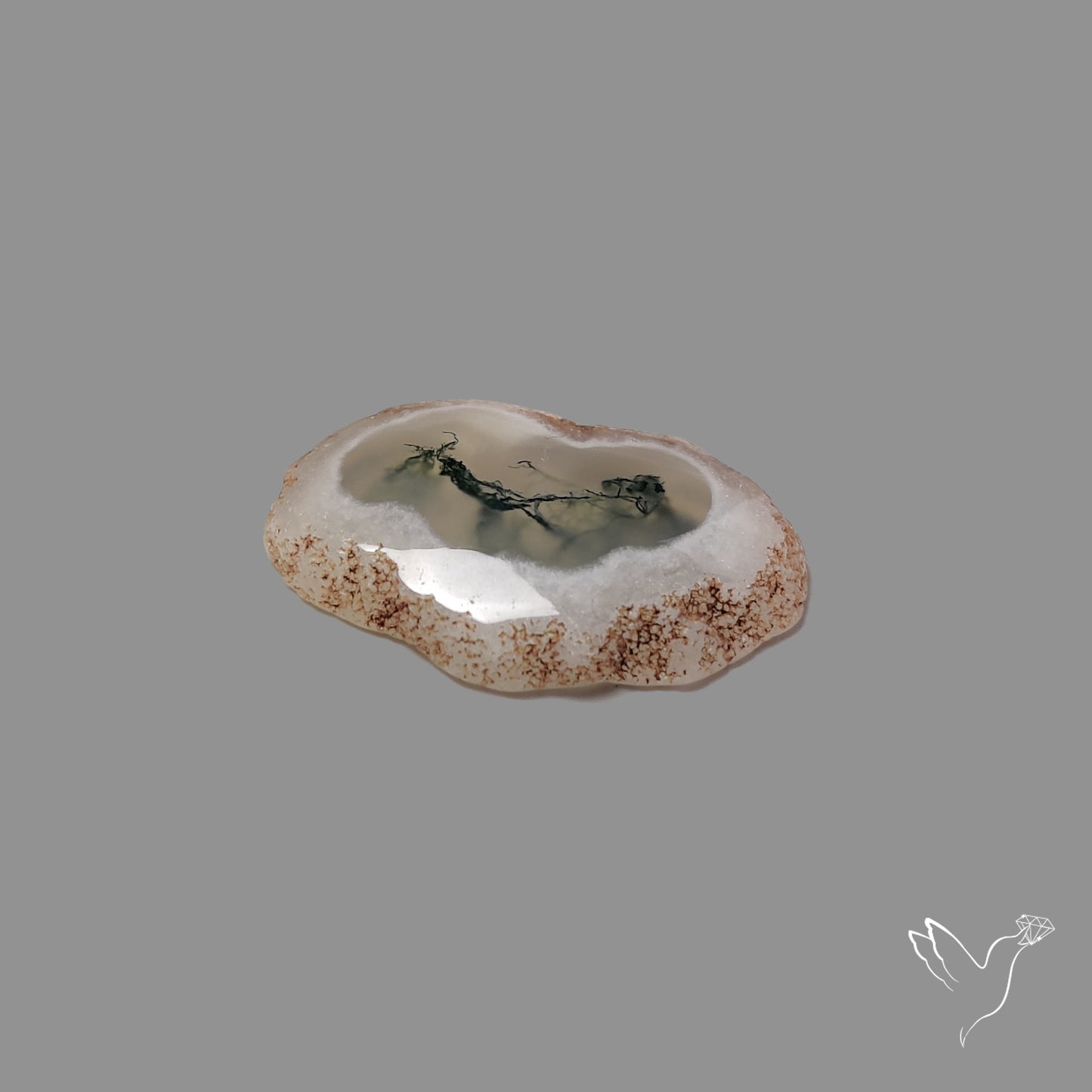 Solar Quartz with Moss Slice Raw Edges Freeform