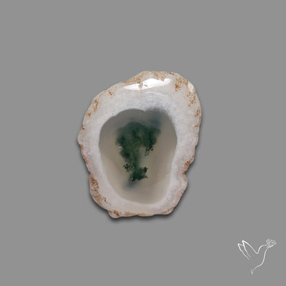Solar Quartz with Moss Slice Raw Edges Freeform