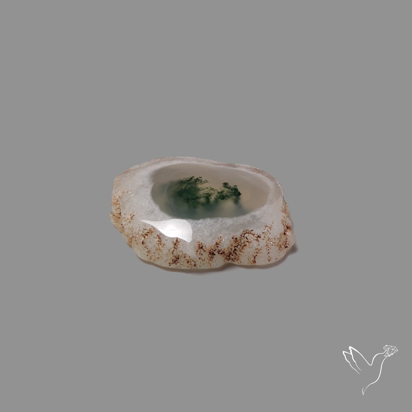 Solar Quartz with Moss Slice Raw Edges Freeform