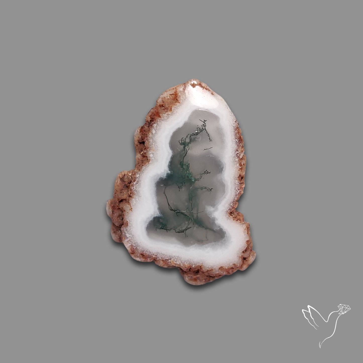 Solar Quartz with Moss Slice Raw Edges Freeform