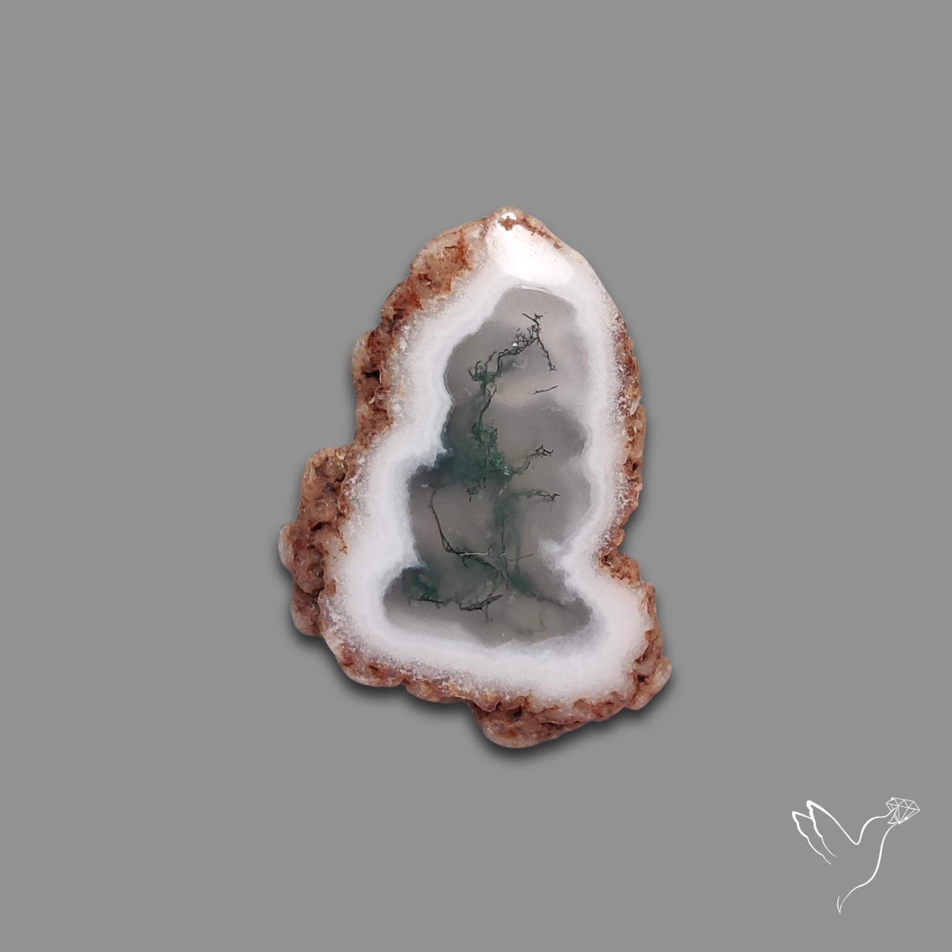 Solar Quartz with Moss Slice Raw Edges Freeform