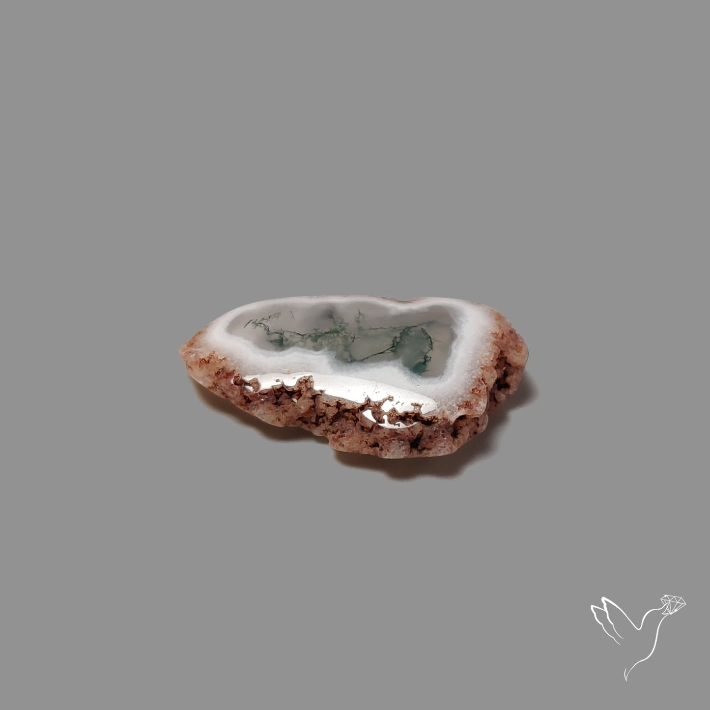 Solar Quartz with Moss Slice Raw Edges Freeform