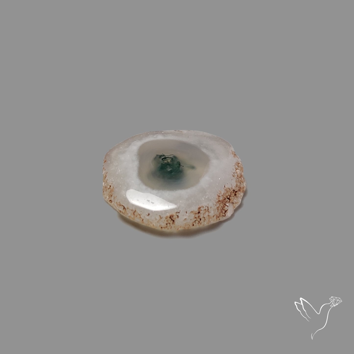 Solar Quartz with Moss Slice Raw Edges Freeform