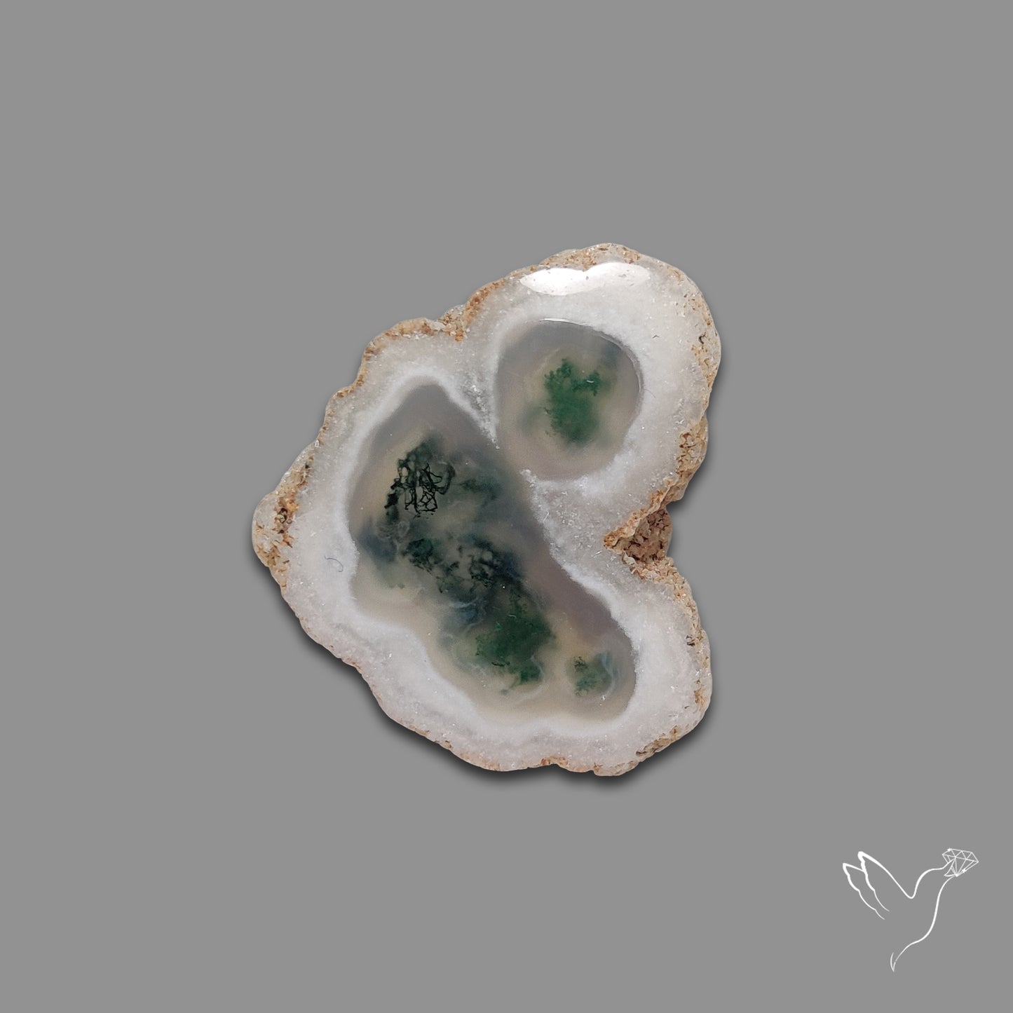 Solar Quartz with Moss Slice Raw Edges Freeform