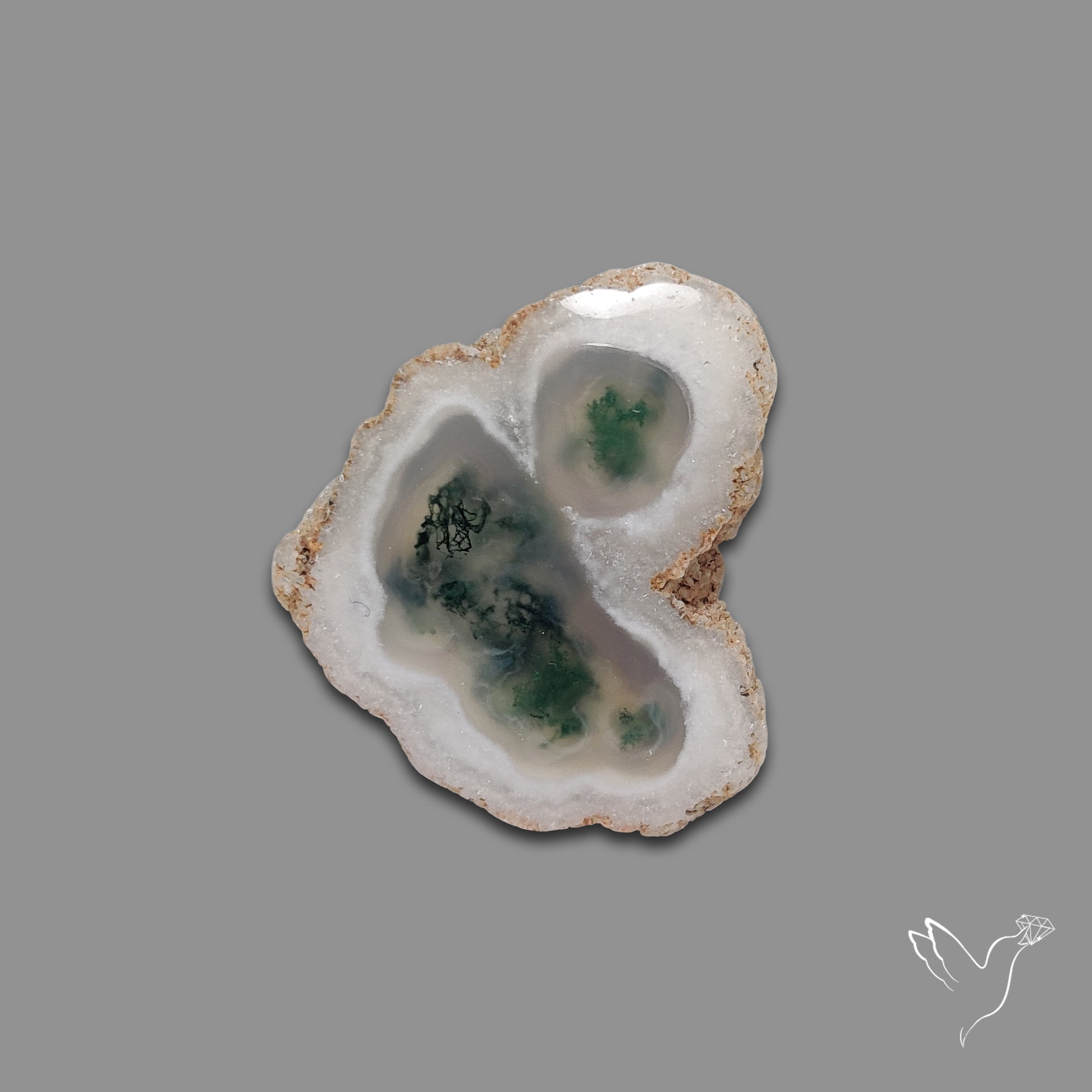 Solar Quartz with Moss Slice Raw Edges Freeform