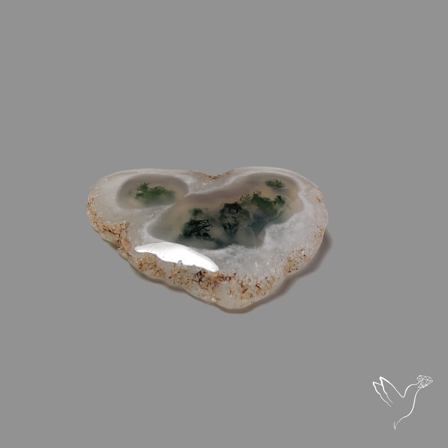 Solar Quartz with Moss Slice Raw Edges Freeform
