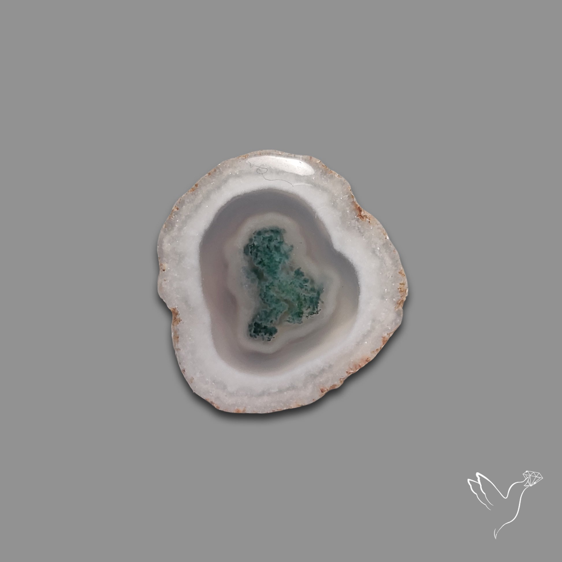Solar Quartz with Moss Slice Raw Edges Freeform