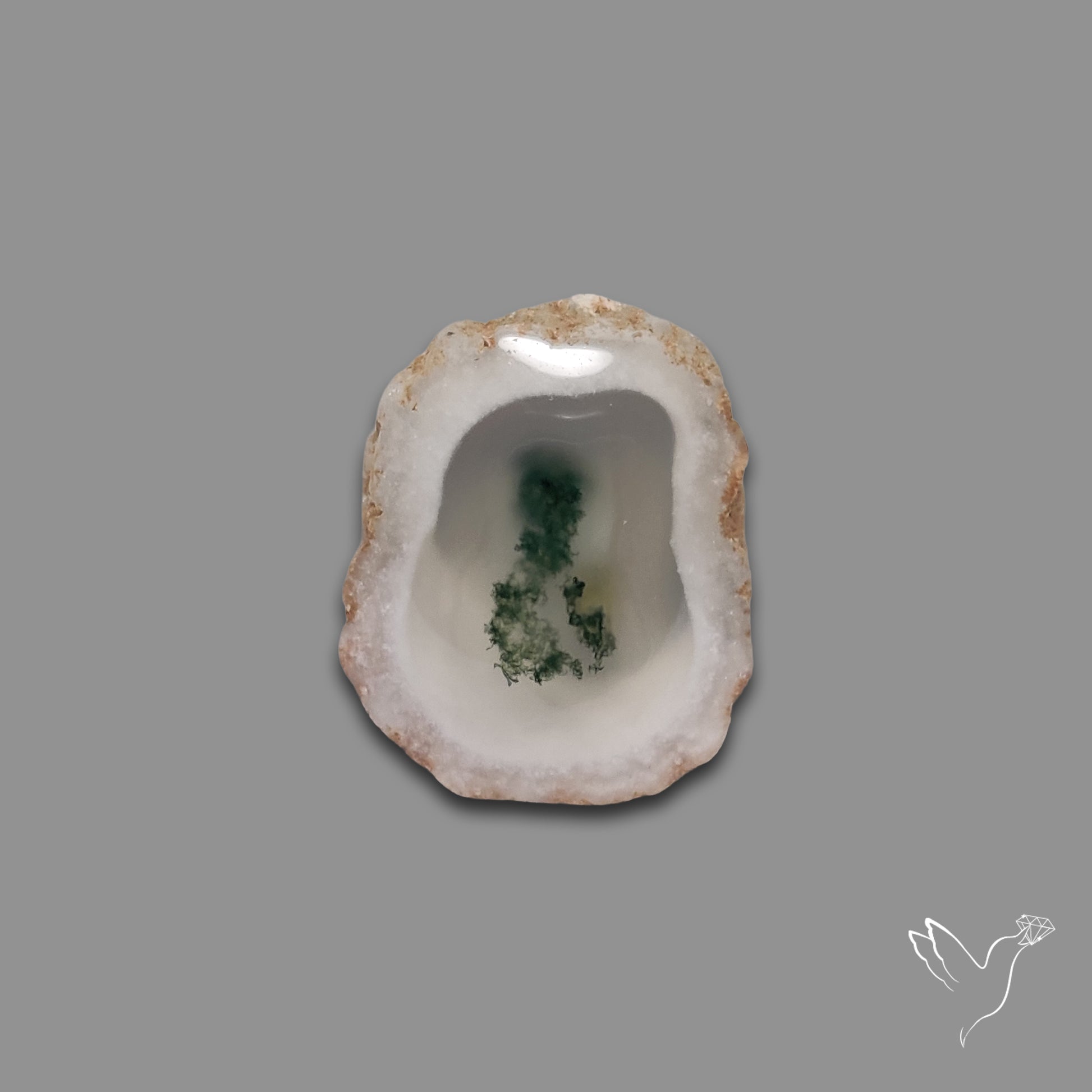 Solar Quartz with Moss Slice Raw Edges Freeform