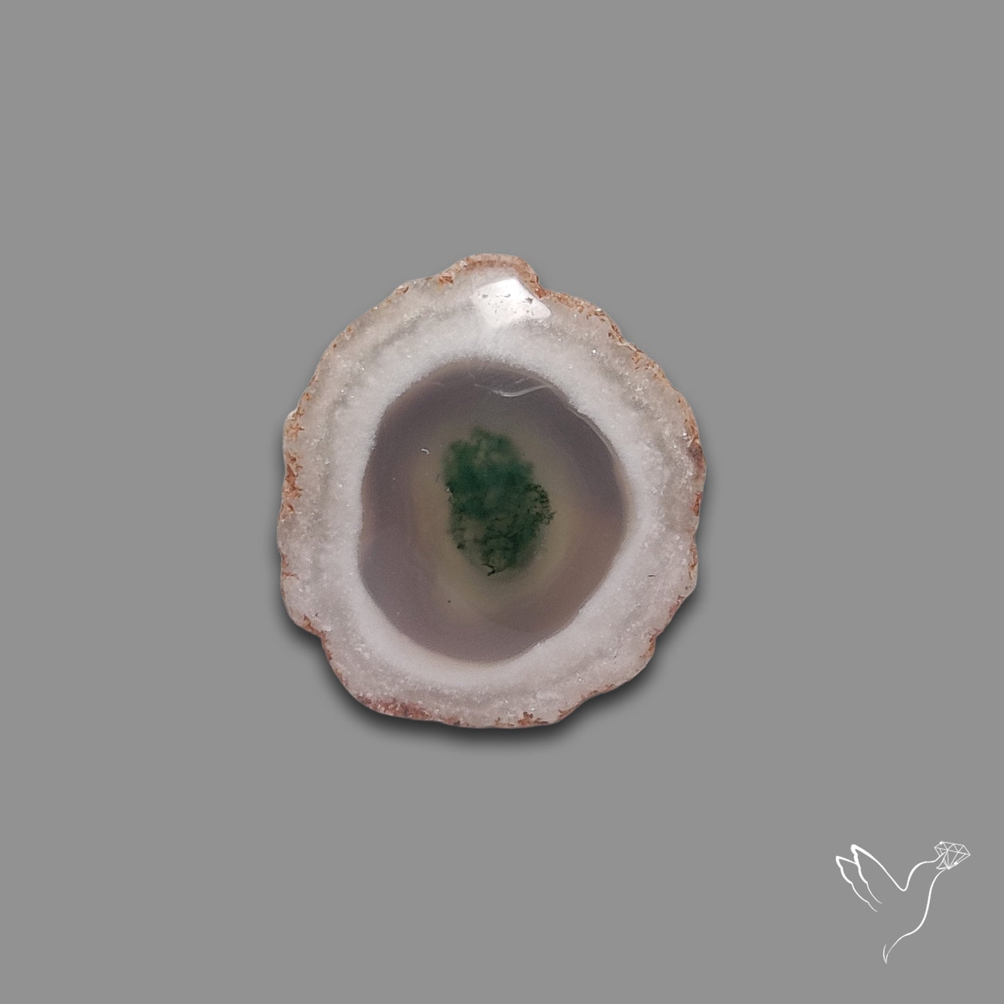 Solar Quartz with Moss Slice Raw Edges Freeform