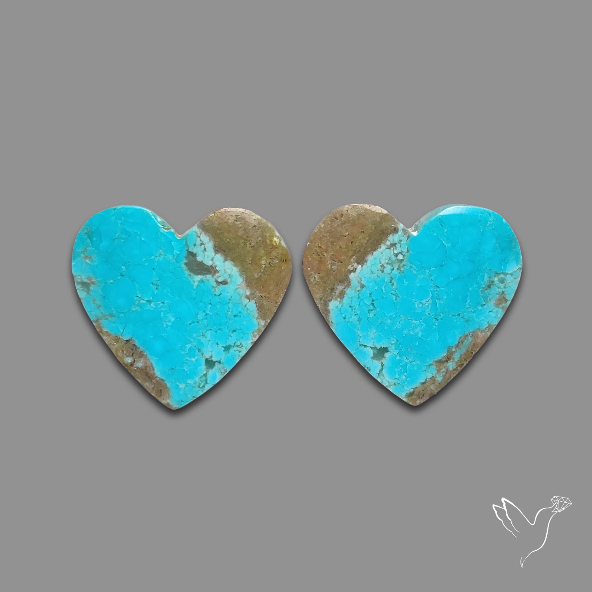 Number 8 Mines Turquoise Hearts Pair