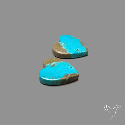Number 8 Mines Turquoise Hearts Pair