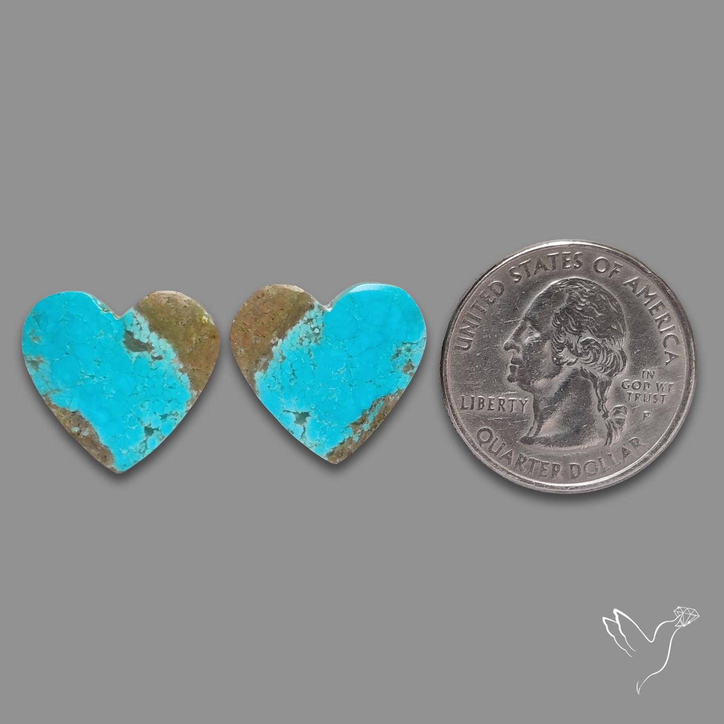 Number 8 Mines Turquoise Hearts Pair