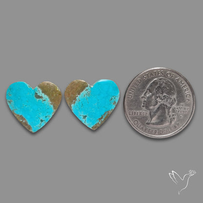 Number 8 Mines Turquoise Hearts Pair
