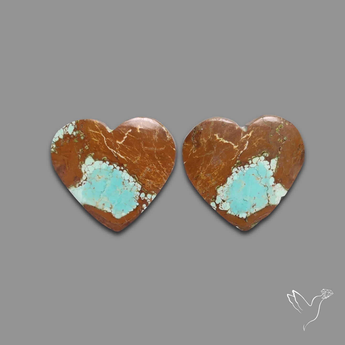 Number 8 Mines Turquoise Hearts Pair