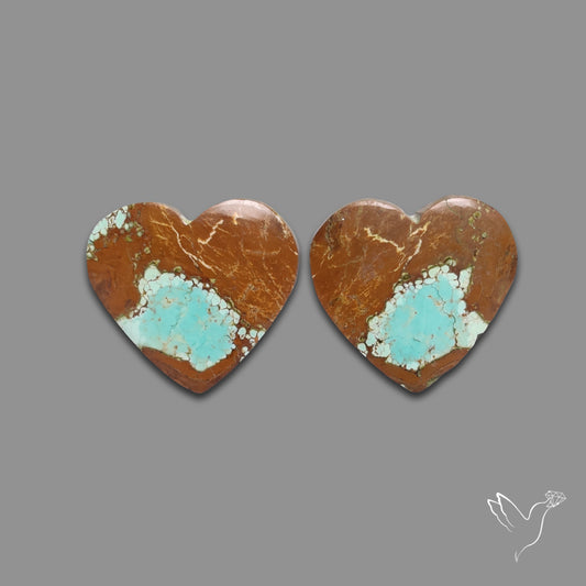 Number 8 Mines Turquoise Hearts Pair