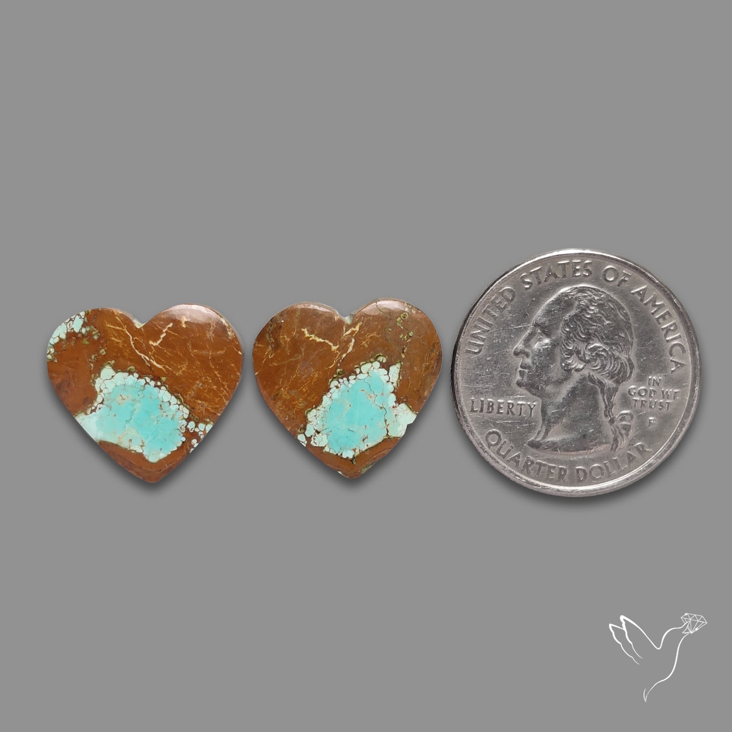 Number 8 Mines Turquoise Hearts Pair