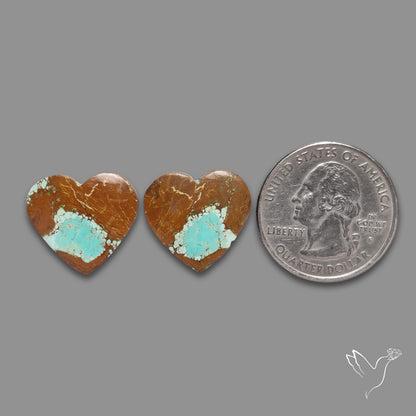 Number 8 Mines Turquoise Hearts Pair