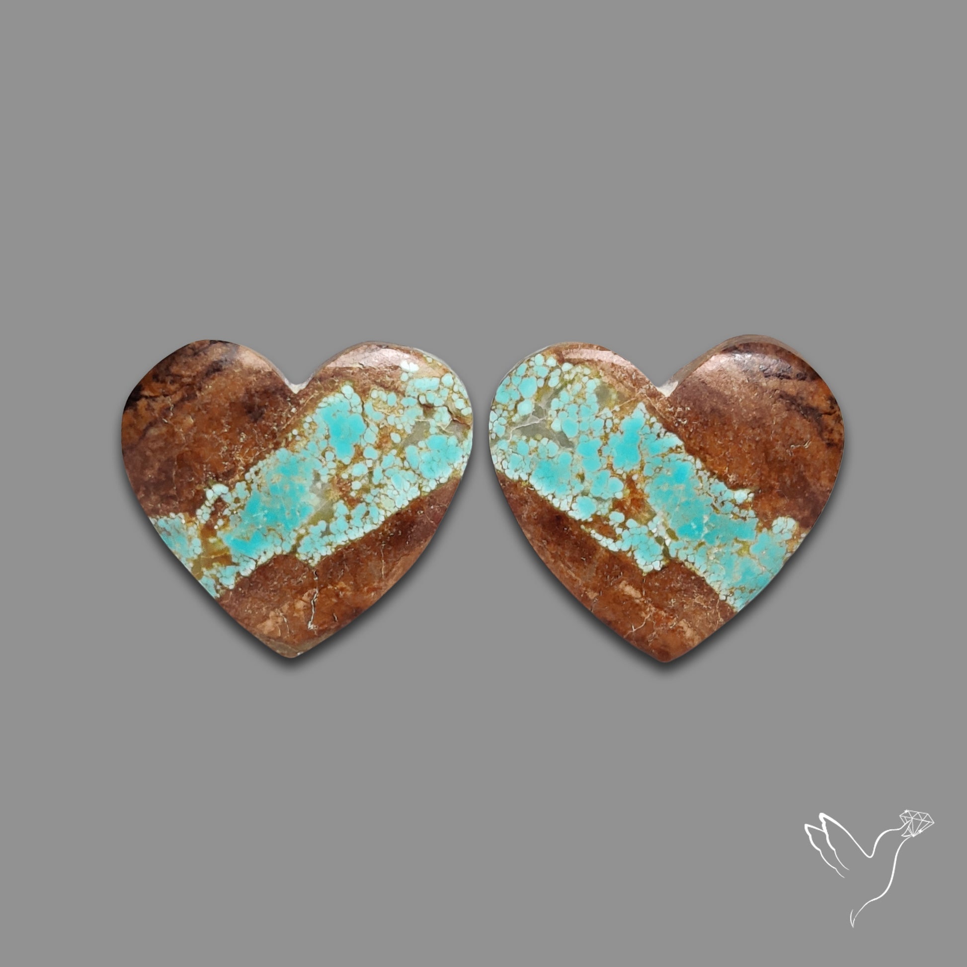 Number 8 Mines Turquoise Hearts Pair