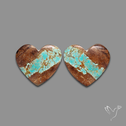 Number 8 Mines Turquoise Hearts Pair