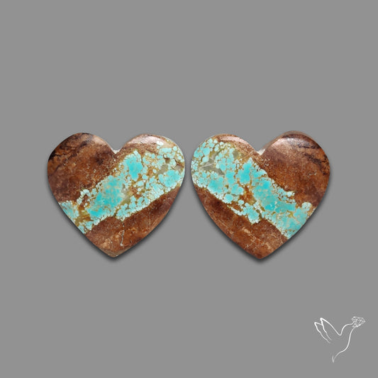 Number 8 Mines Turquoise Hearts Pair