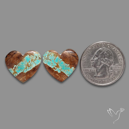 Number 8 Mines Turquoise Hearts Pair
