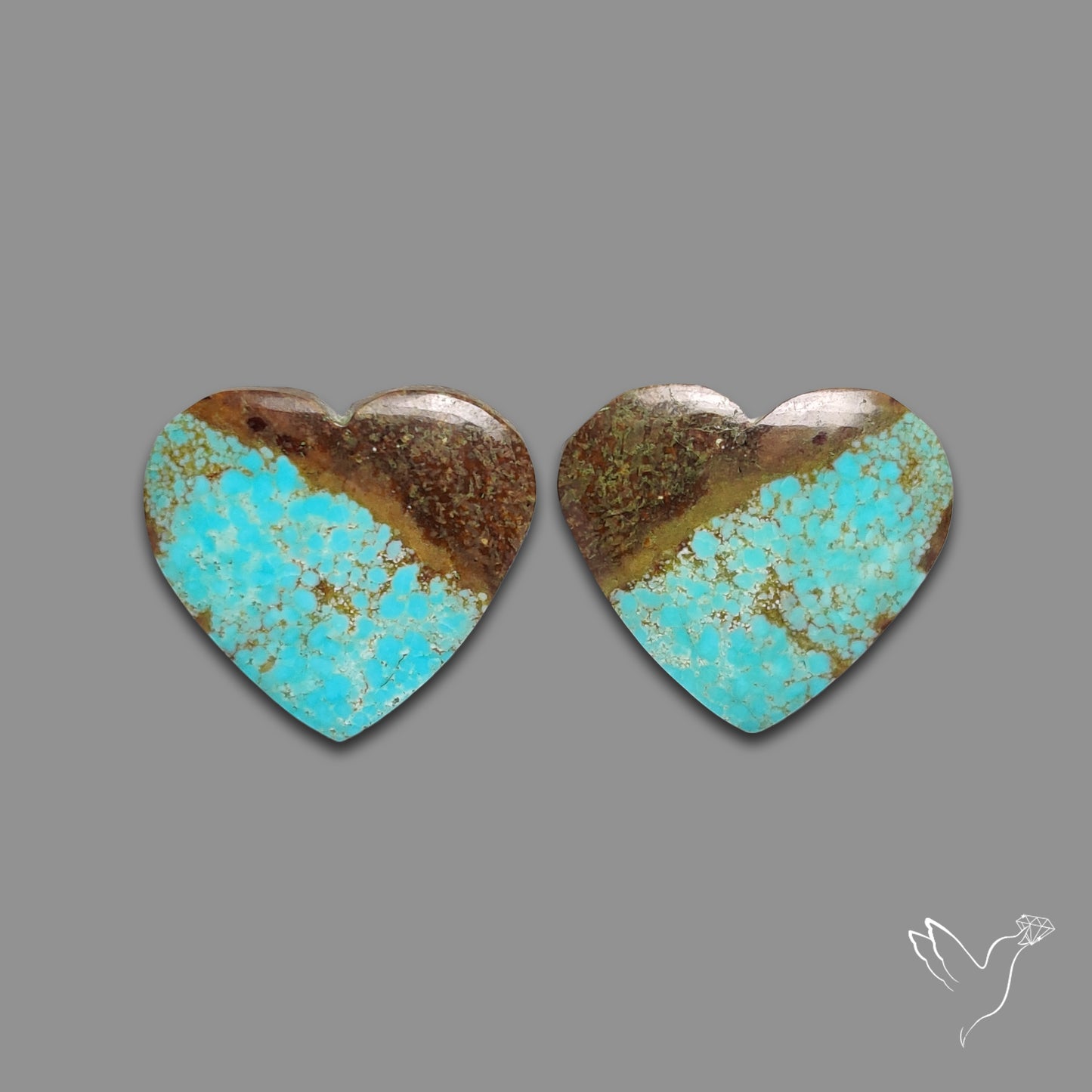 Number 8 Mines Turquoise Hearts Pair