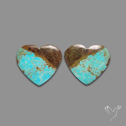 Number 8 Mines Turquoise Hearts Pair